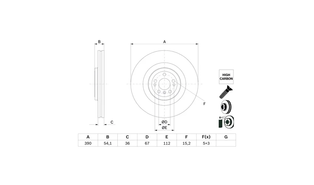 Bremseskive - 0 986 479 E96 - (BOSCH) v:1800932