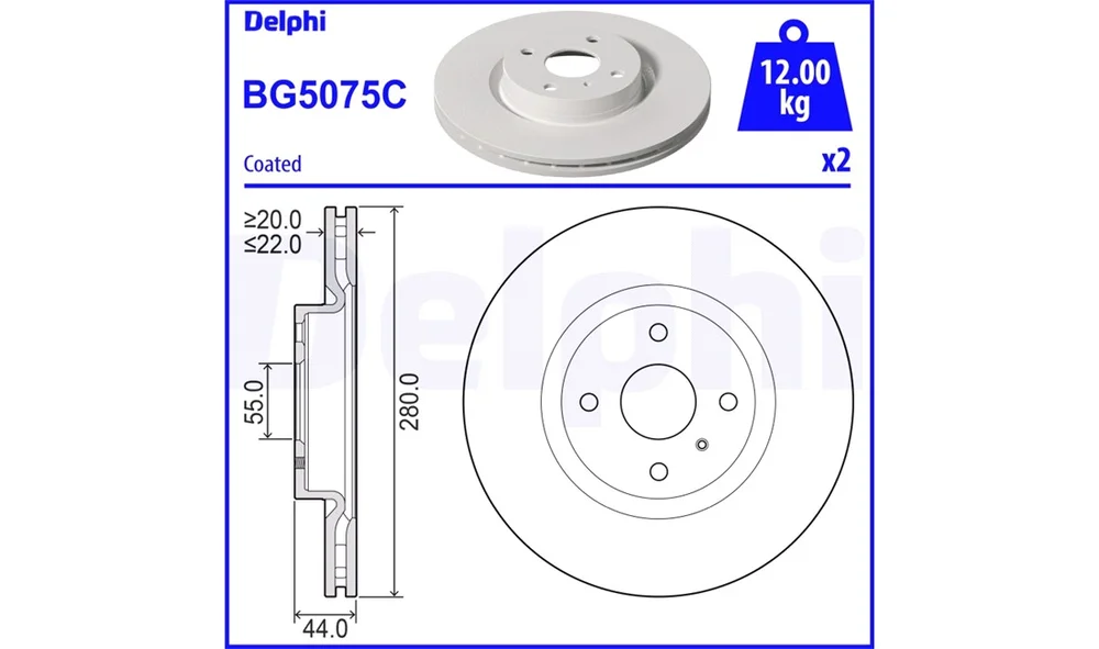 Bremseskive - BG5075C - (Delphi) v:8654486