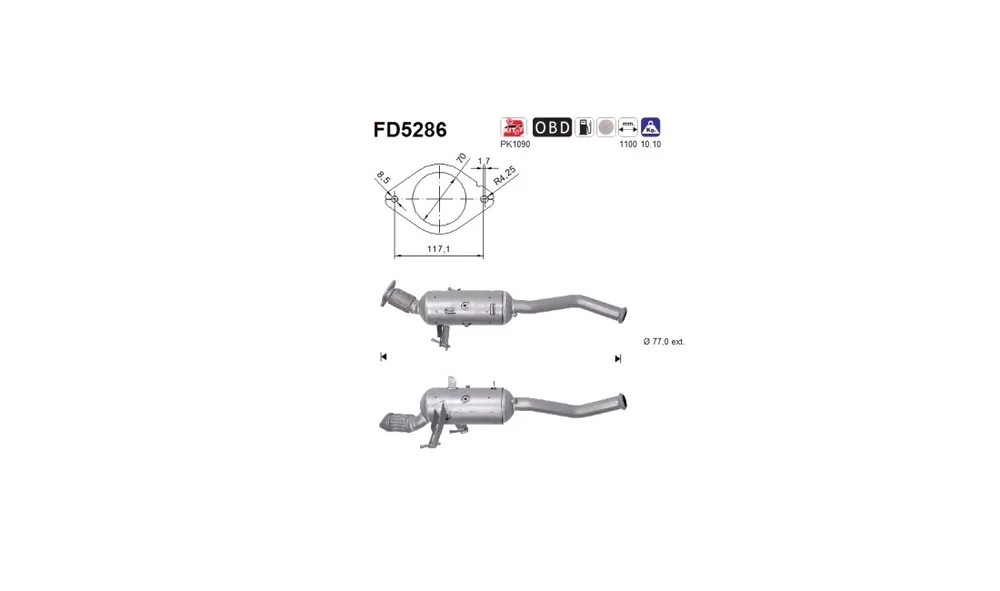 Sot-\/ Partikelfilter, Eksosanlegg FD5286 v:5551388 Sot-\/ Partikelfilter, Eksosanlegg FD5286 v:5551388
