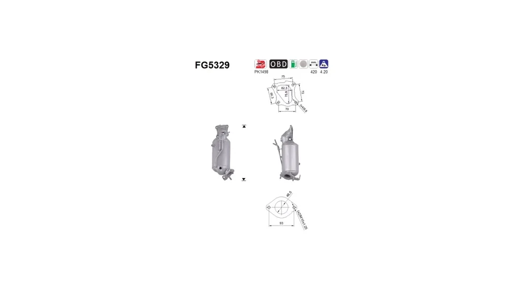 Sot-\/ Partikelfilter, Eksosanlegg FG5329 v:8073025 Sot-\/ Partikelfilter, Eksosanlegg FG5329 v:8073025