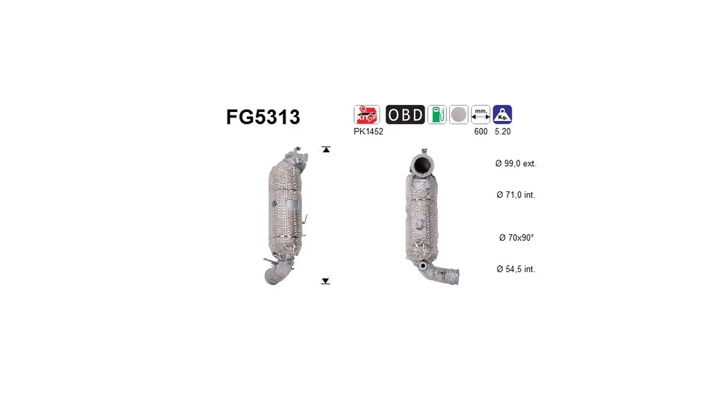 Sot-\/ Partikelfilter, Eksosanlegg FG5313 v:9484599 Sot-\/ Partikelfilter, Eksosanlegg FG5313 v:9484599