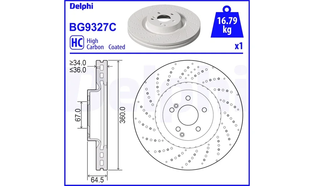 Bremseskive - BG9327C - (Delphi) v:329645