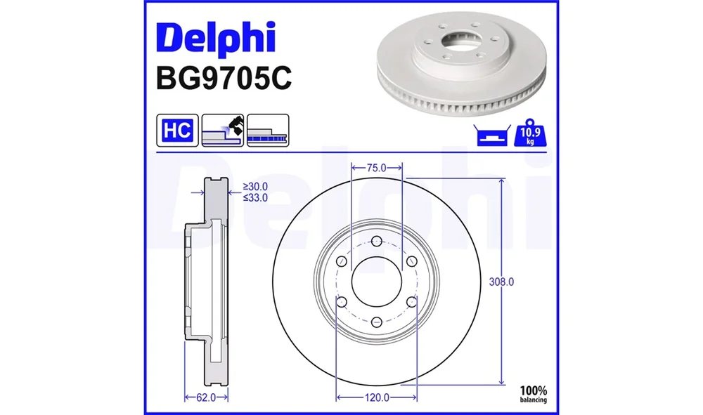 Bremseskive - BG9705C - (Delphi) v:7496794