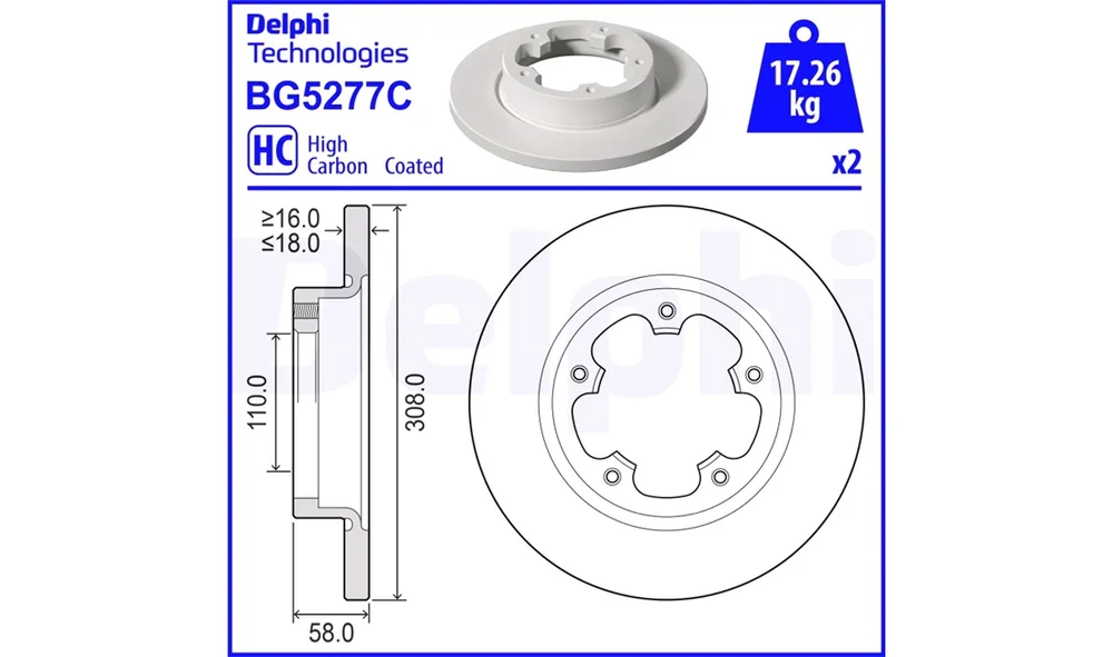 Bremseskive - BG5277C - (Delphi) v:949195