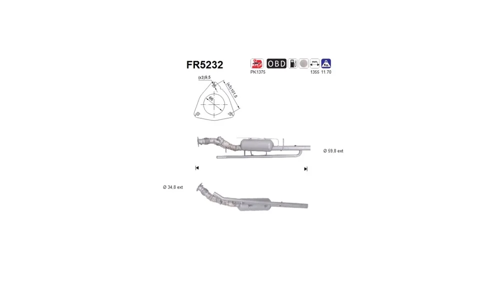 Sot-\/ Partikelfilter, Eksosanlegg FR5232 v:6923028 Sot-\/ Partikelfilter, Eksosanlegg FR5232 v:6923028