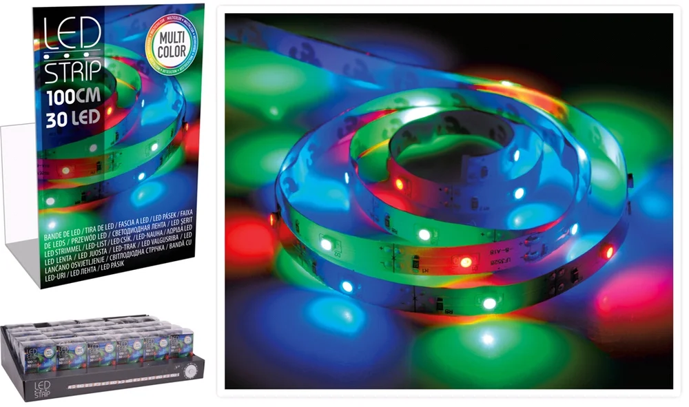 LED Strip 30 LED Multi, 1 meter Batteri v:9479164